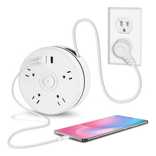 Multicontacto Retráctil Redonda Con Puertos Usb 4 Salidas Multicontacto Retráctil Redonda Con Puertos Usb 4 Salidas