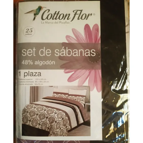 Sabana 1 Plaza Cotton Flor Algodon Negro