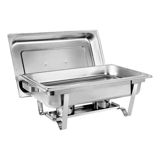 Rechaud Retangular Aço Inox 9 Litros Com 1 Cuba Banho Maria