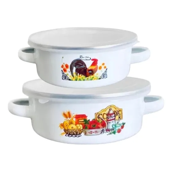 Pack 2 Fuentes Enlozadas Con Tapa Diseños Marca Aleppo