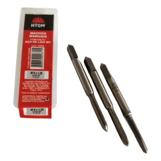 Jogo De Macho Manual Aço Liga Ws M8 X 1,25 Htom C/ 3 Peças