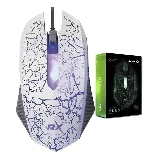 Mouse Gamer Reptilex Iluminacion Led Blanco/gris