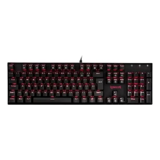 Teclado gamer Redragon Mitra K551 QWERTY Outemu Blue português Brasil cor preto com luz vermelho