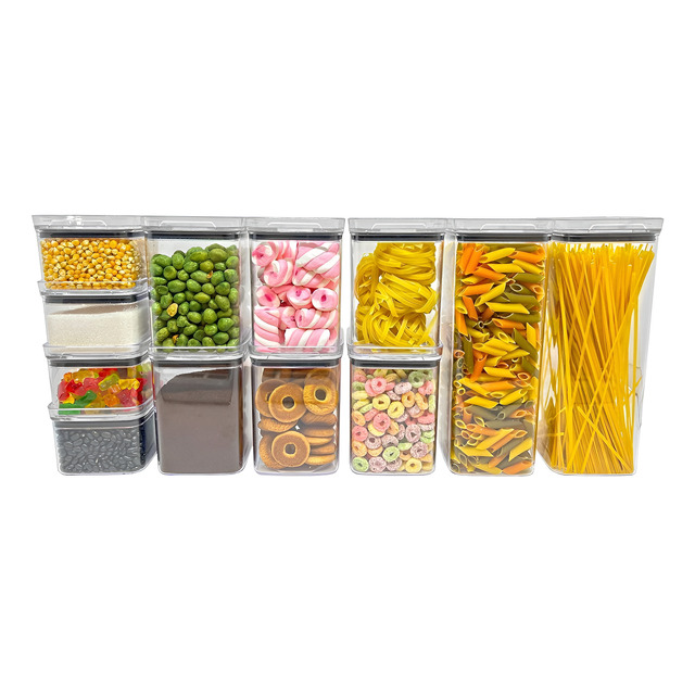 Kit Potes Porta Mantimento Hermético Quadrado Cozinha 12 Uni Kit Potes Porta Mantimento Hermético Quadrado Cozinha 12 Uni