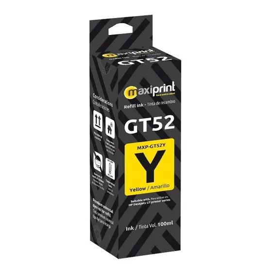 Tinta Maxiprint Compatible Hp Gt52 Amarillo (m0h56al)