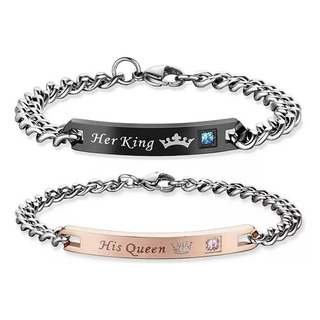 H Pulseras Parejas Novios Rey Reina Acero Inoxidabl H Pulseras Parejas Novios Rey Reina Acero Inoxidabl