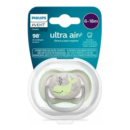 Chupeta Avent Ultra Air 6-18 Meses Verde/cinza Cor Verde E Cinza Período De Idade 6-18m