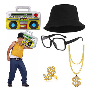 Accesorios Para Disfraz De Rapero De Los 80s, 90s Accesorios Para Disfraz De Rapero De Los 80s, 90s