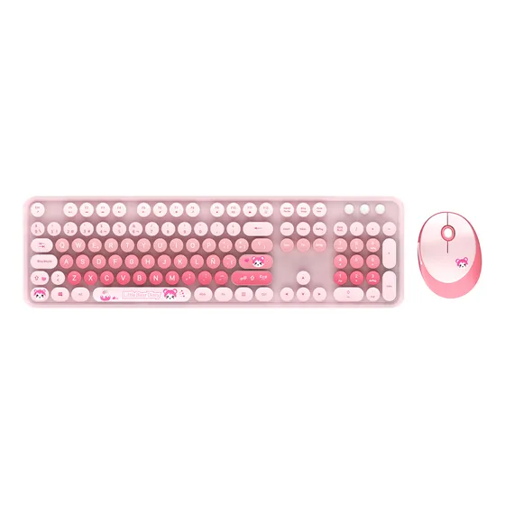 Teclado Y Mouse Inalámbrico Teclas Redondas Retro Con Ñ