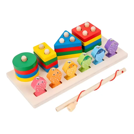Juego De Pesca Magnético Y Encaje Juguete Madera Para Niños