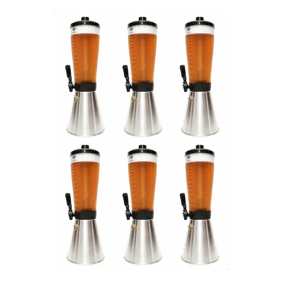 Kit 6 Torre De Chopp Cervejeira 3,5 L Copo Acrílico 12 Refil