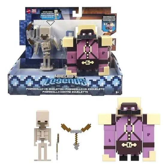 Minecraft Figura Acción Fidget Cerdo Armadillo Vs Esqueleto