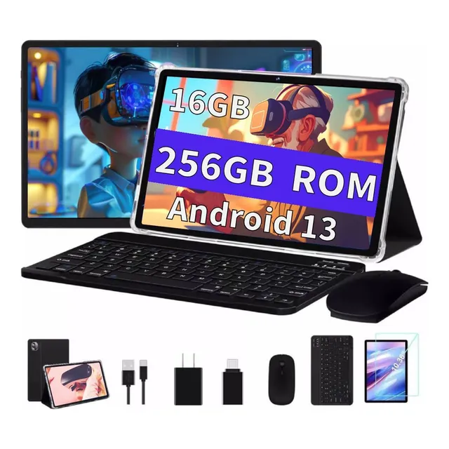 Newest Tablets 2025 Tablet Android 13 10.36' 16gb Ram 256gb(1TB tf) 5g 8600mah Con Funda Color Negro Tableta 2 En 1 Con Teclado Mouse Funda Newest Tablet Widevine L1, Bt 5, 8600mah 5mp+8mp