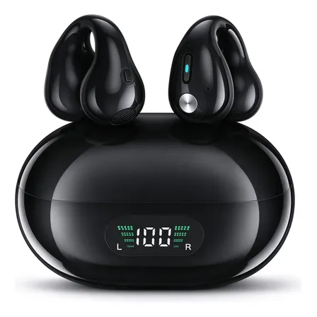 Fone de Ouvido JSKJ Q80 TWS Bluetooth 5.3 com Clip-ear e Cancelamento de Ruído Preto