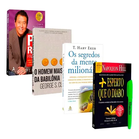 Os Segredos Da Mente Milionária + Pai Rico Pai Pobre + O Homem Mais Rico Da Babilônia + Mais Esperto Que O Diabo