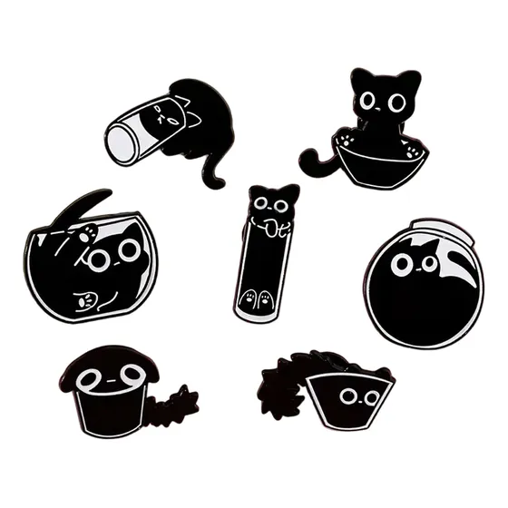 Pack De 7 Pins Cat In Containers; Diseños Ocurrentes