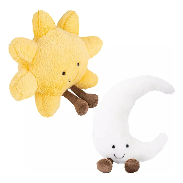 Peluche 2 Piezas Con Forma Sol Y Luna, Almohada Suave