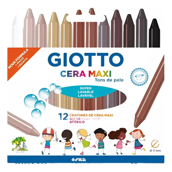 6x Giotto Cera Maxi Giz De Cera Tons De Pele 12 Cores