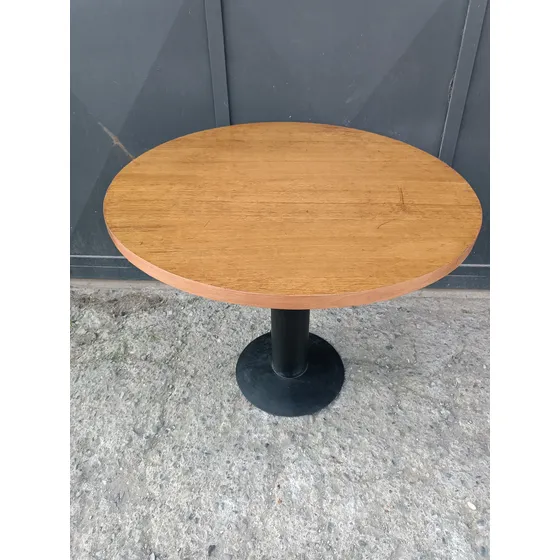 Mesa Metal Madera Firme Redonda Marrón Negra