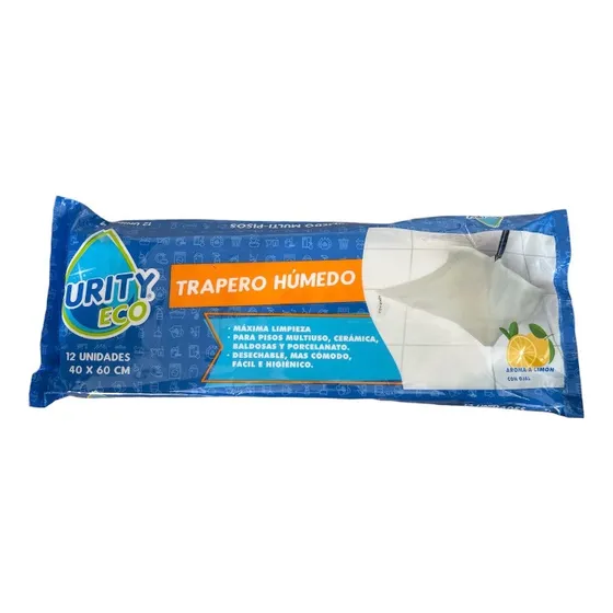 Trapero Húmedo Multiuso Purity Eco Aroma A Limon 12unid Color Blanco