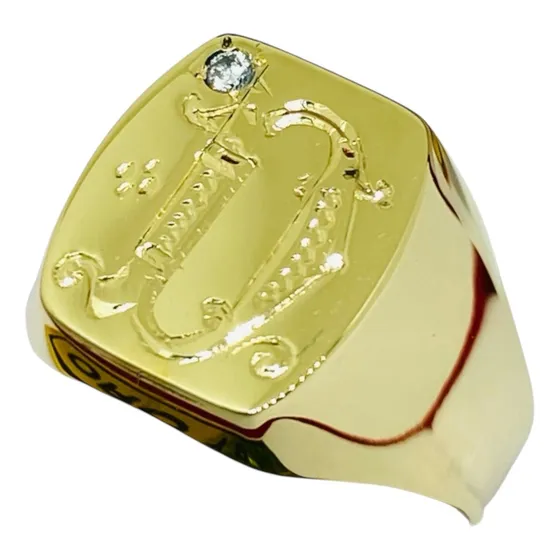 Anillo Sello Unisex Oro 18k 3.5gr Iniciales Grabadas Garanti