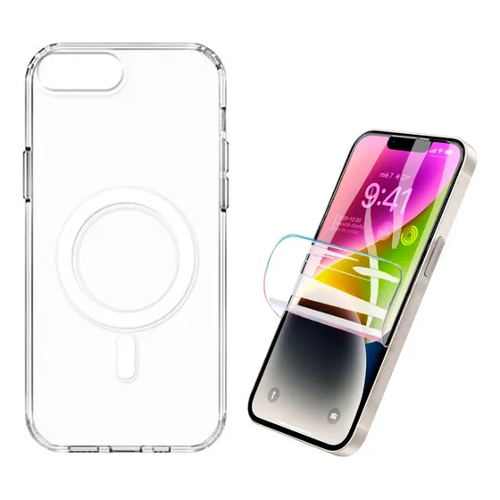 Funda Con Magsafe Clear + Mica Hidrogel Hd Para iPhone 16e