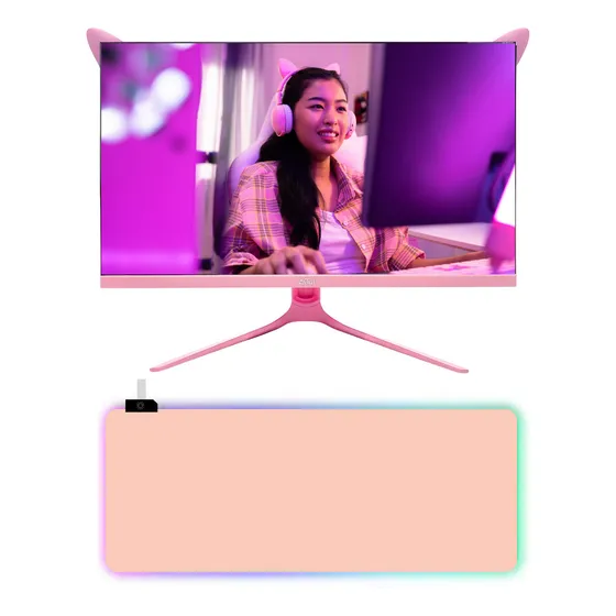 Kit Monitor Gamer 27 Full Hd + Mousepad Rosa Para Jogos 127/220v