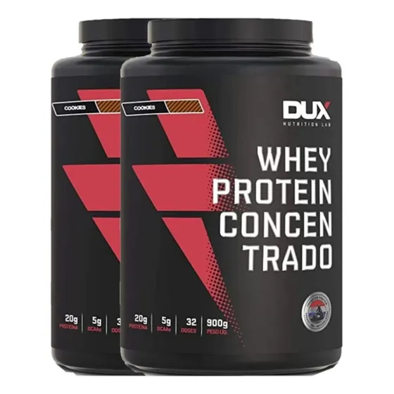 Suplemento Combo 2x Whey Concentrado 100% 900g Cookies - Dux