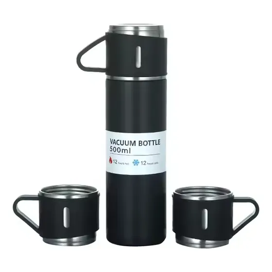 Termo Acero Inoxidable 500ml + 3 Tazas Regalo Frio Calor