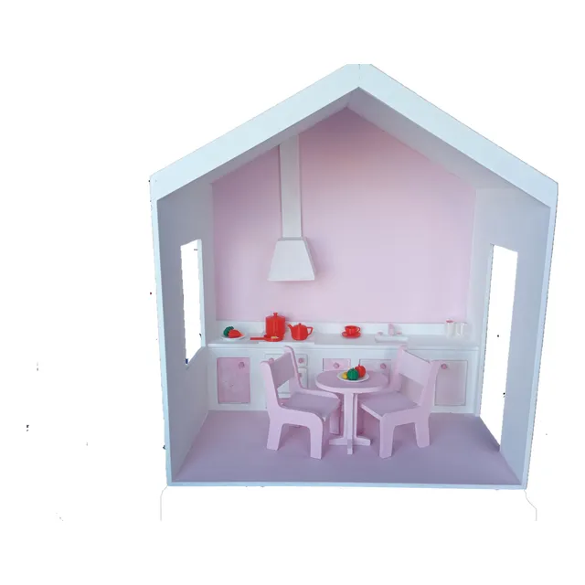 Casita Para Muñecas Barbie Madera Mdf Pintada Con Accesorios