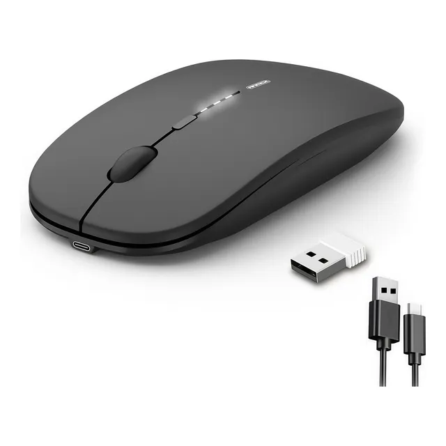 Mouse Recargable Silencioso Inalámbrico Ergonómico Negro