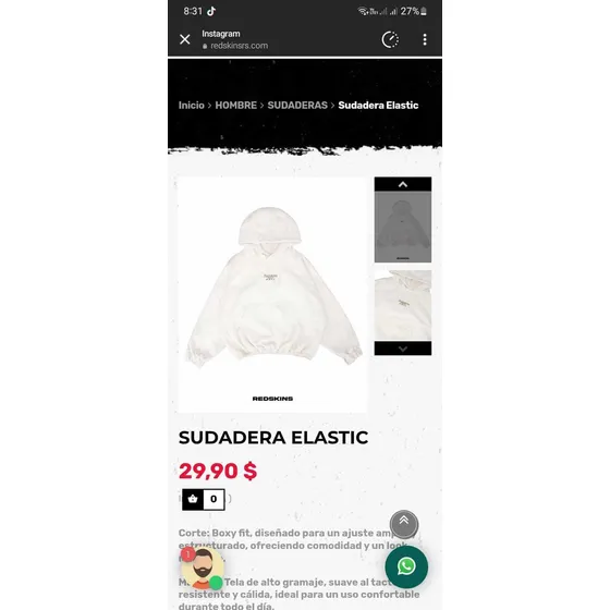 Sudadera Gris Redskins