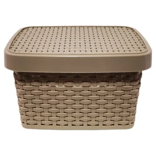 Caja Canasto Organizador Ratán 13 Lts Rattan Con Tapa