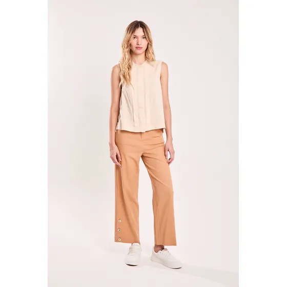Pantalón Sastrero Tiro Alto Lino Caramelo Koxis Mujer