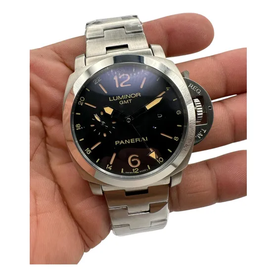 Reloj Automatico Panerai Luminor Gmt Negro Zafiro Acero Inox Acero Acero Negro (Reacondicionado)