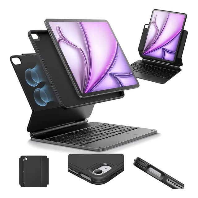 Funda Con Teclado Para Tablet iPad Air 13  M3, Color Negro