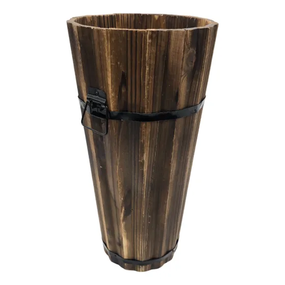 Macetero De Madera Tipo Barril Largo Bajo Jardin Terraza M