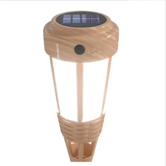 Antorcha Solar De Bambú Para Decoración De Jardín