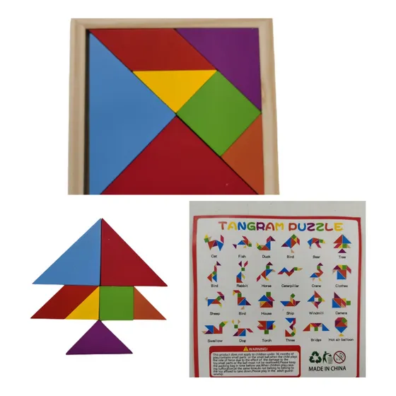 Pack X 40 Rompecabezas Tangram De Madera 7 Piezas Denbu