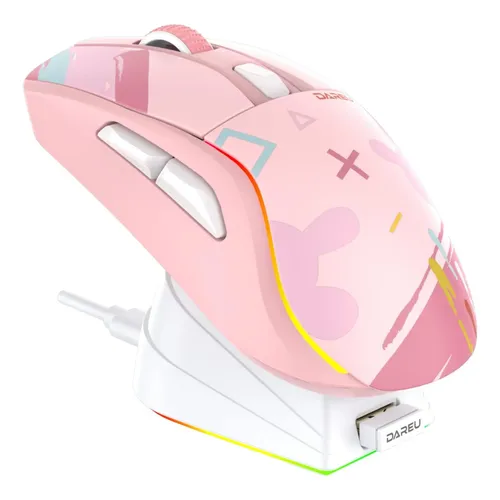 Mouse Gamer Sem Fio WLMouse Beast X Mini Rosa Gradiente 26000 DPI