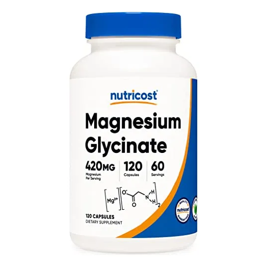 Suplemento Nutricost Glicinato De Magnesio 420 Mg 120 Cápsul