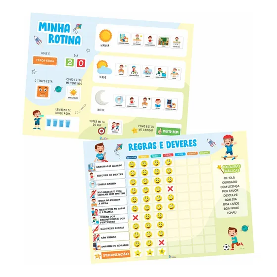 Quadro De Rotina Infantil + Quadro De Tarefas - Imã