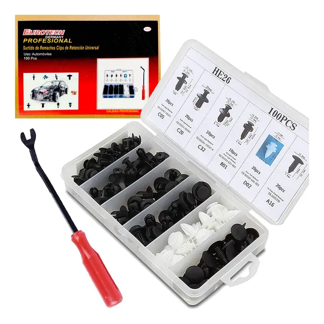 Broche Grampa Tapizado Gancho Auto - Kit 100 Pcs. | Eurotech