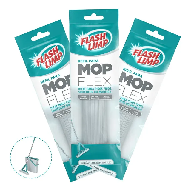 Refil Para Mop Flex Lava Seca Original Flash Limp Kit C/3