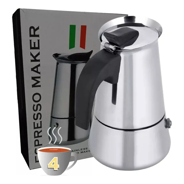 Cafetera Expresso Tipo Greca De Acero Inoxidable