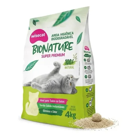Areia De Mandioca Para Gatos Biodegradável Wisecat 4kg Bionature