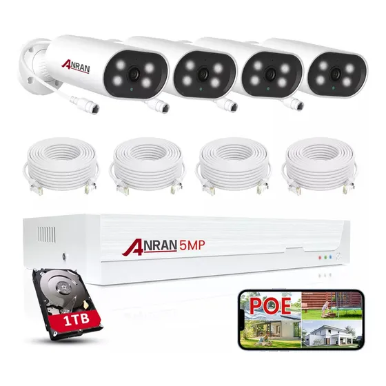 Poe Kit Profesional Cámaras Seguridad 5mp Con Audio 1tb 24h