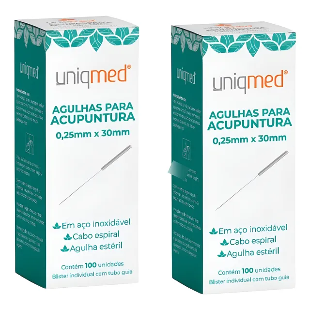 Kit 200 Agulhas Acupuntura 0,25 X 30 Mm Com Tubo Guia Aço