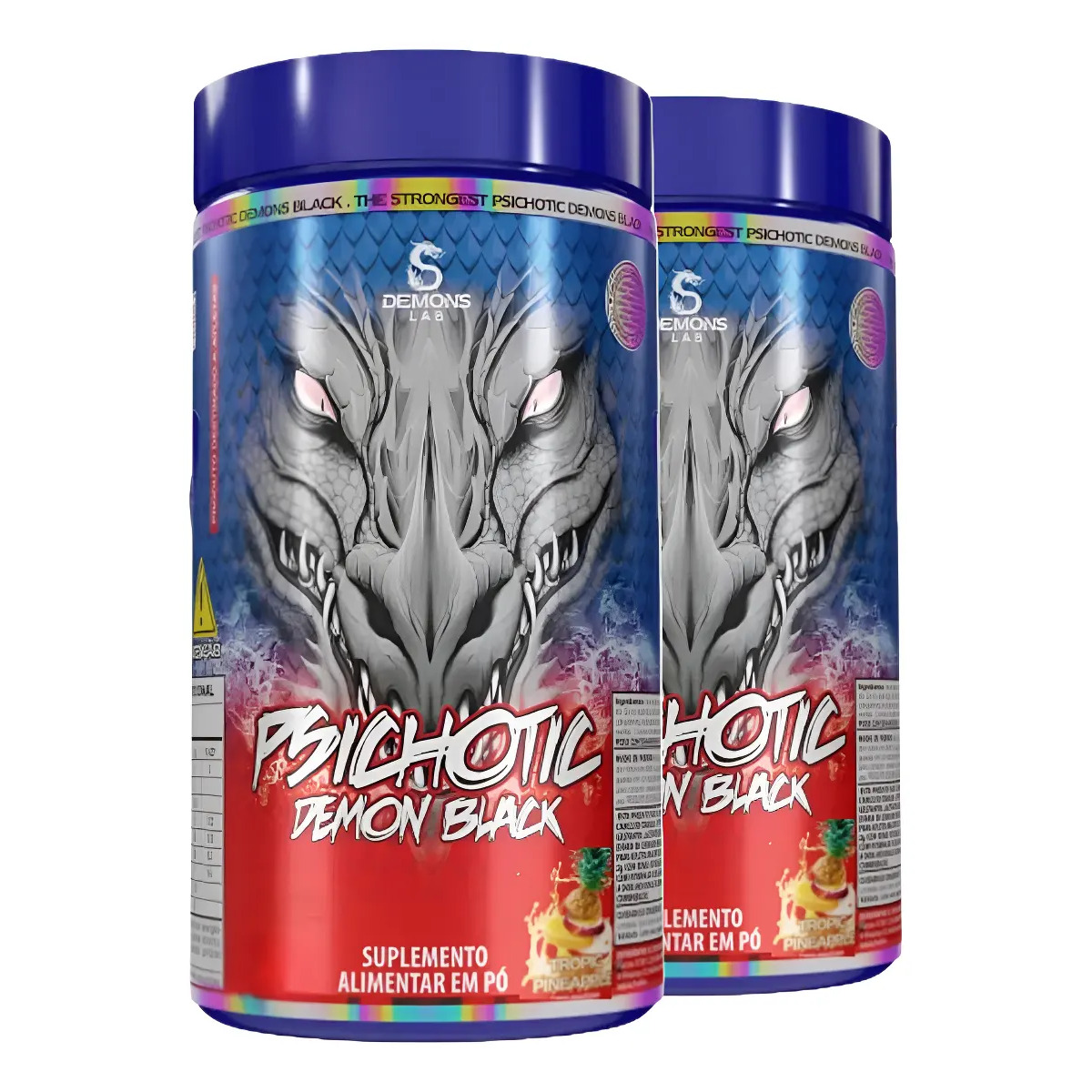 Kit Pré Treino Demons Lab Psichotic Sabor Abacaxi Com 2 Potes de 300g Kit Pré Treino Demons Lab Psichotic Sabor Abacaxi Com 2 Potes de 300g