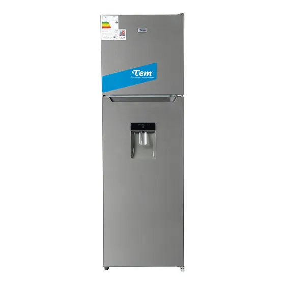 Heladera Tem C/frezzer Acero Inox248 Lts Dispensador De Agua Color Gris